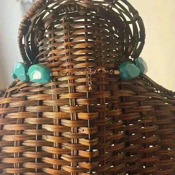 Large Faux turquoise faceted beaded necklace western bling fancy - Picture 2 of 5